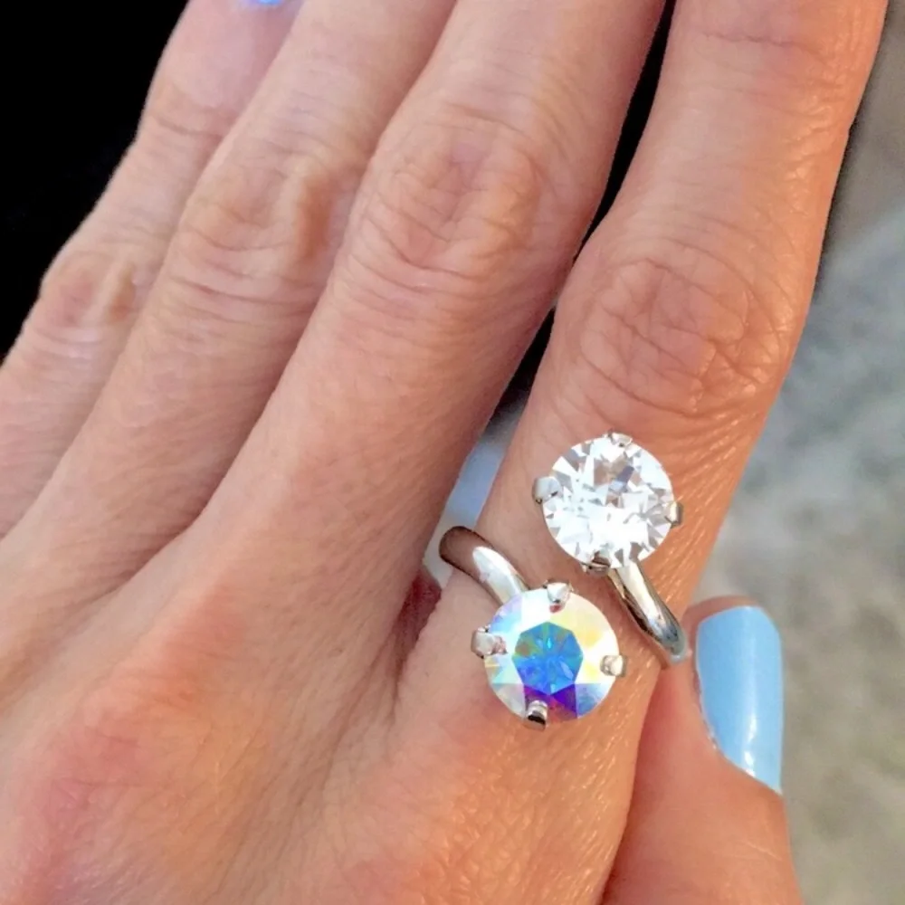 Aurora Borealis + Clear Crystal Ring